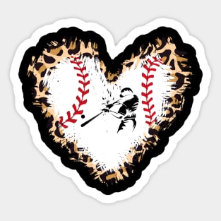 Baseball in my heart, leopard, vintage baseball Sticker